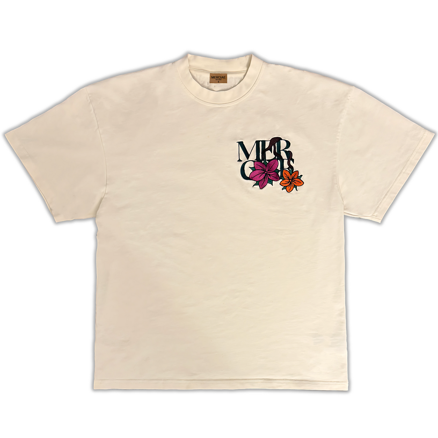 "Flowers for Her" Créme Embroidered Tee