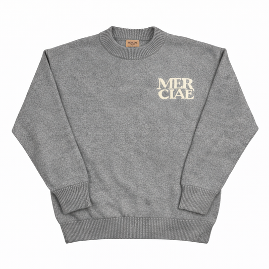 "MERCIAE MADE" Grey Knit Sweater- Preorder Discount